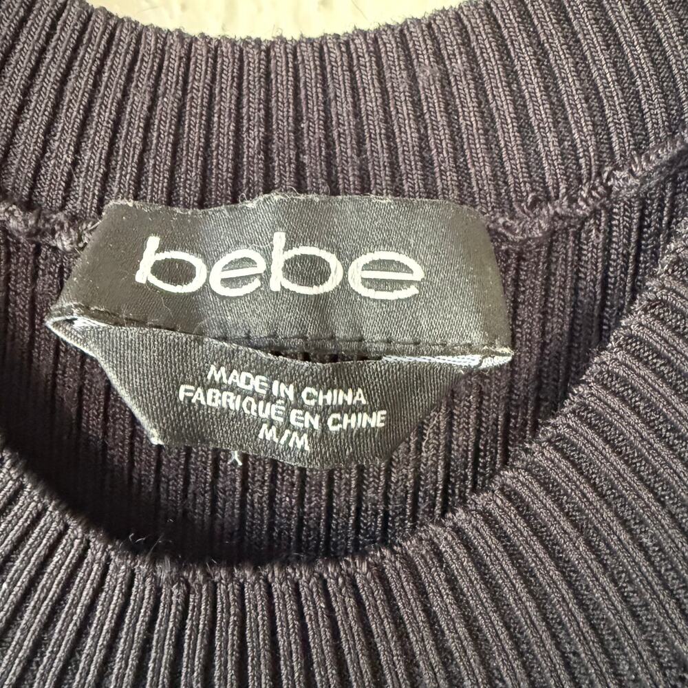 Bebe Black Ribbed Bodycon Size M - Picture 2 of 8
